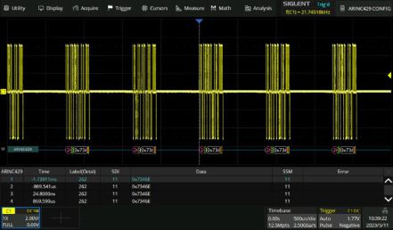 ARINC429 trigger & decode (software)